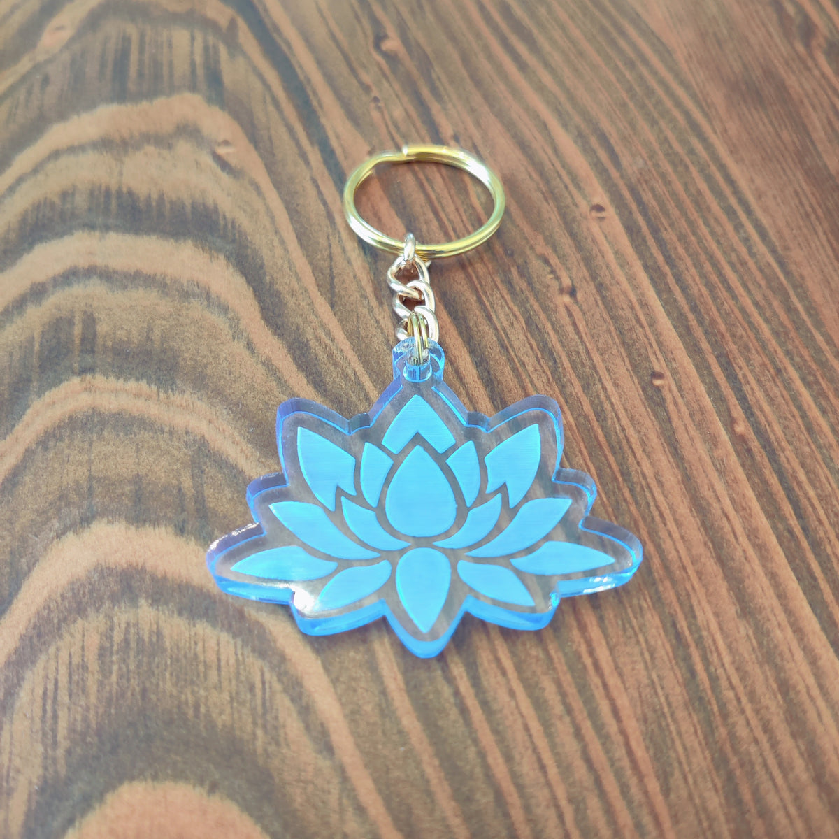 Lotus Flower Keychain | Handcrafted Wood or Acrylic