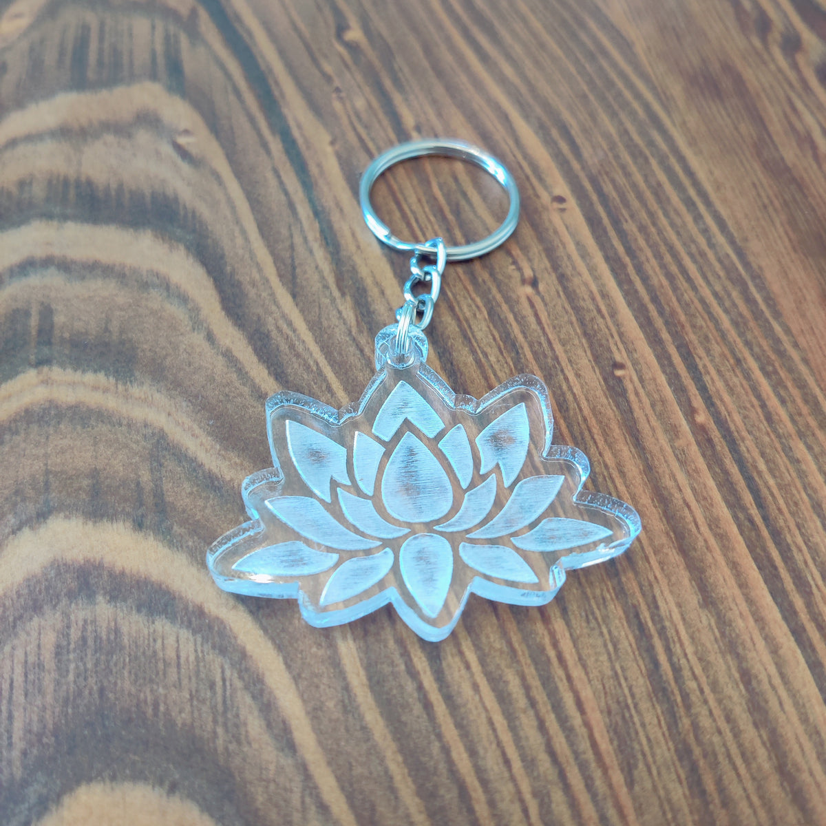 Lotus Flower Keychain | Handcrafted Wood or Acrylic