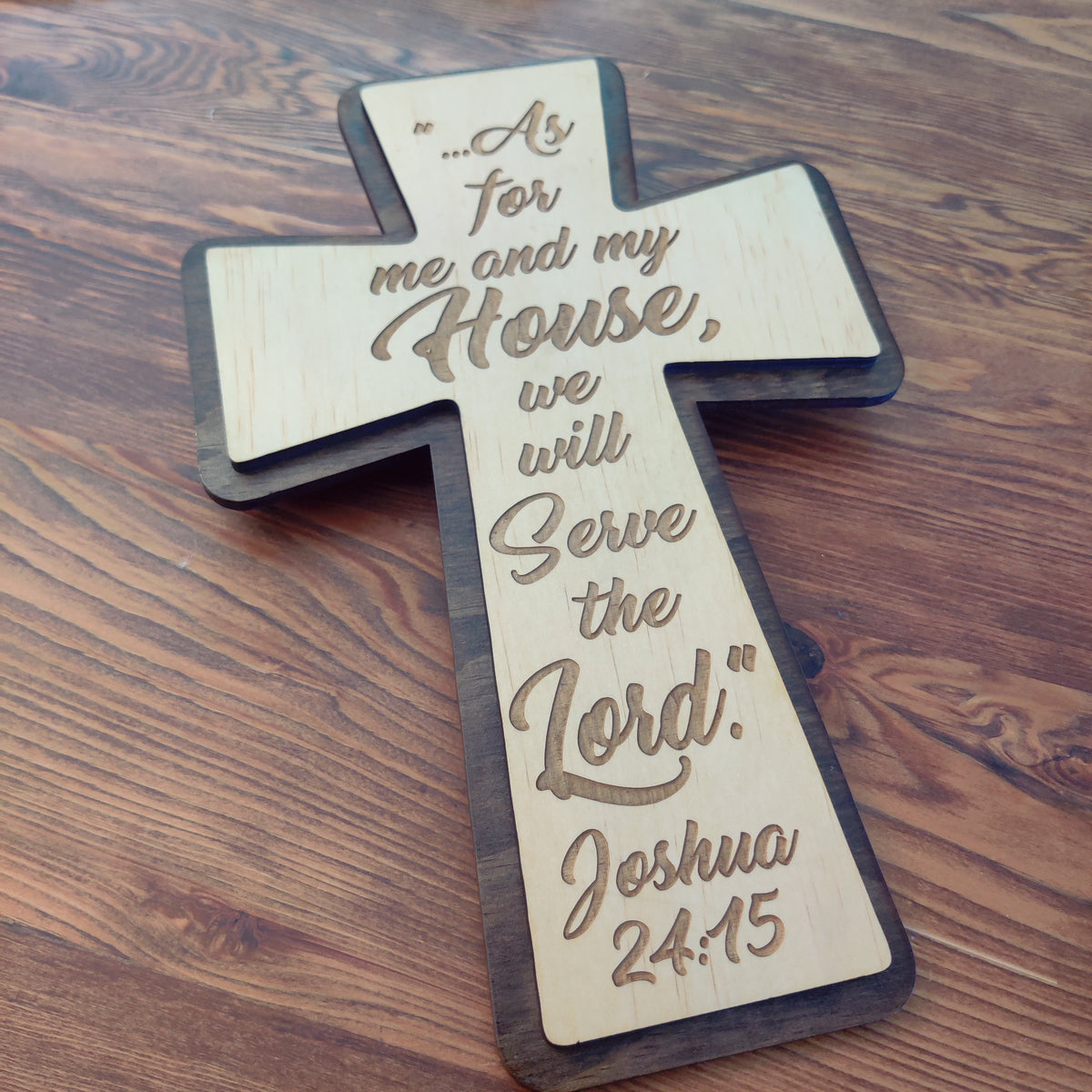 Joshua 24:15 Layered Wooden Wall Cross