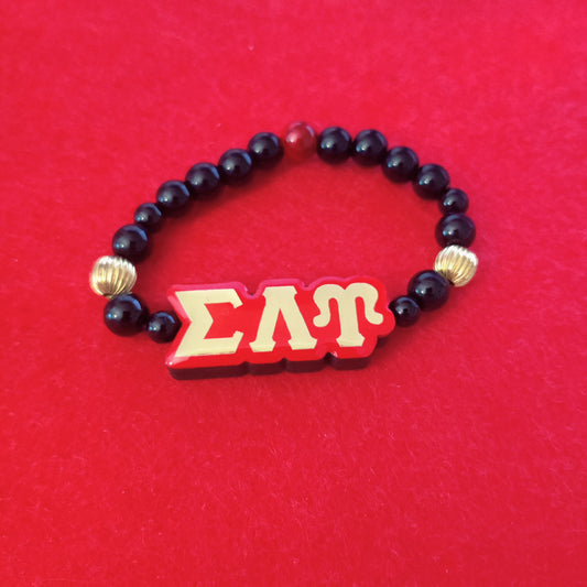 Lettered SLU Glass Glazed Beaded Bracelet