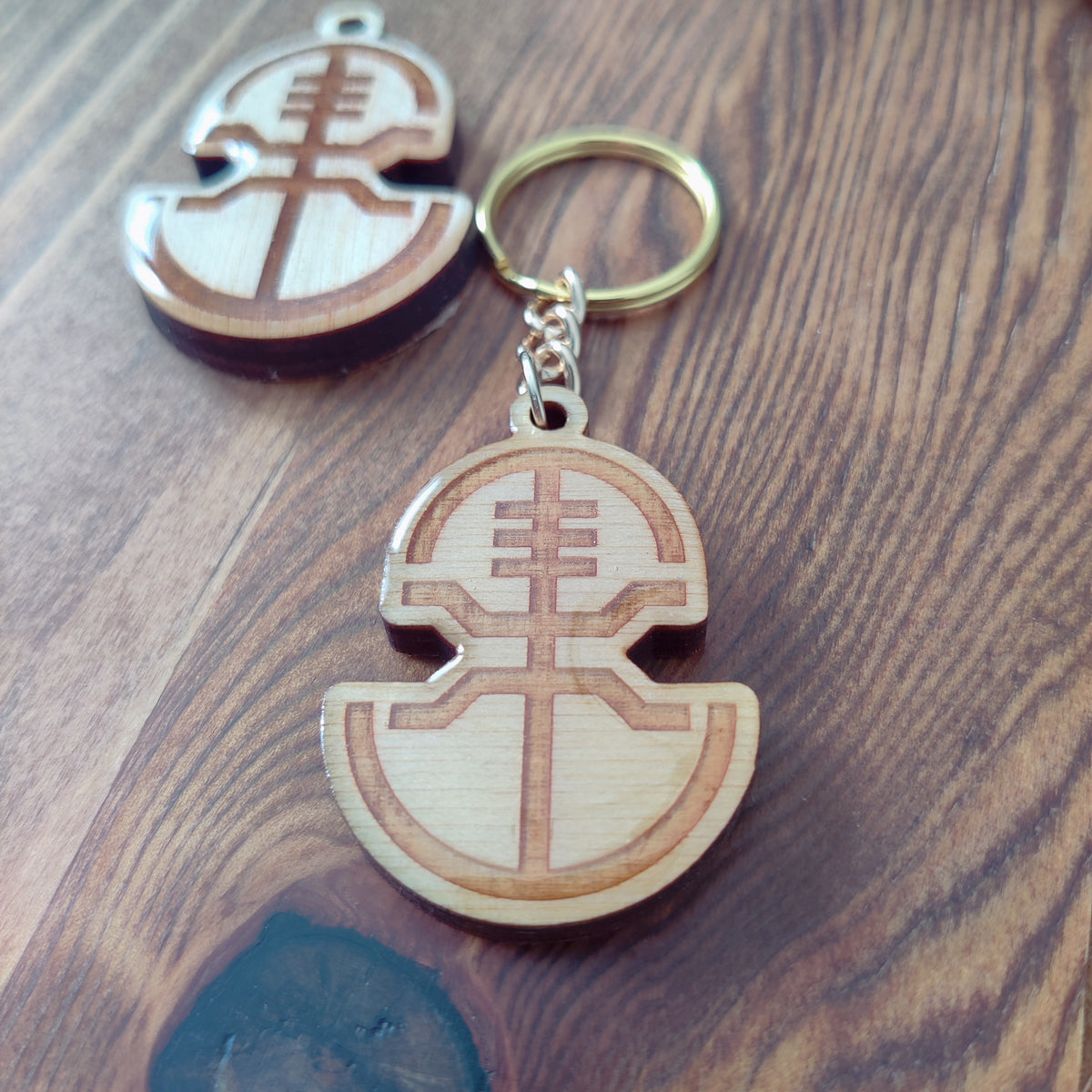 LUL Fraternity Symbol Glass Glazed Wooden Keychain