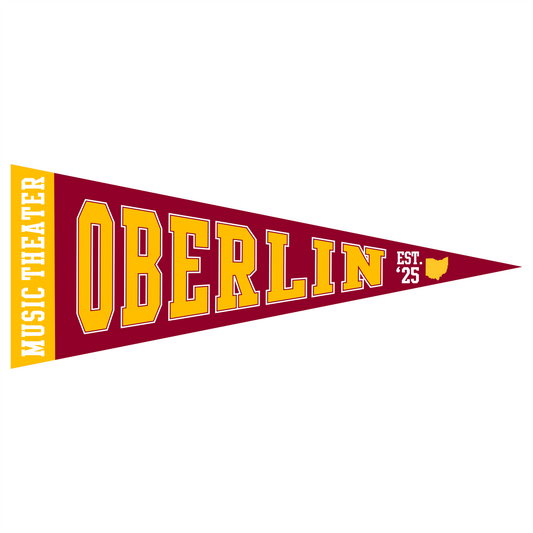 Oberlin Music Theater Pennant Flag | 12"x30" Vintage Two-Tone Vinyl Design