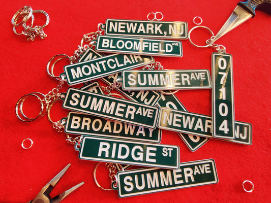 Custom Engraved Street Sign Keychain | Personalized Street or Zip Code