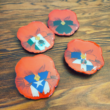 Pansy Heritage Glass Glazed Magnetic Pin
