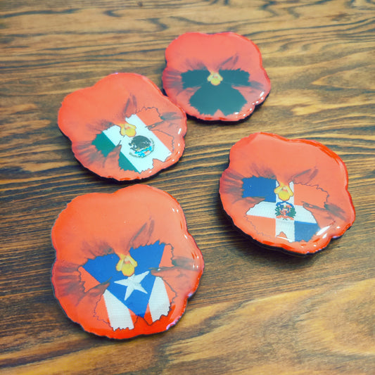 Pansy Heritage Glass Glazed Magnetic Pin