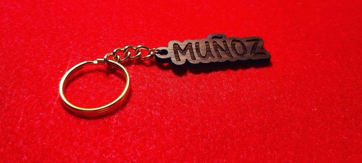 Personalized Hardwood Last Name Keychain