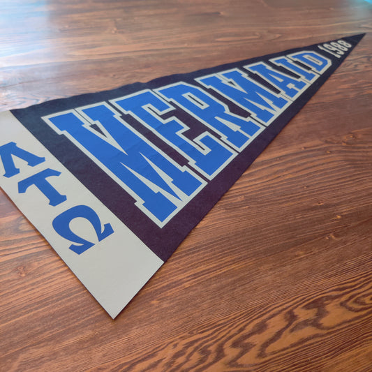 Mermaid Felt Pennant Flag | 12"x30" Vintage Two-Tone Vinyl Design