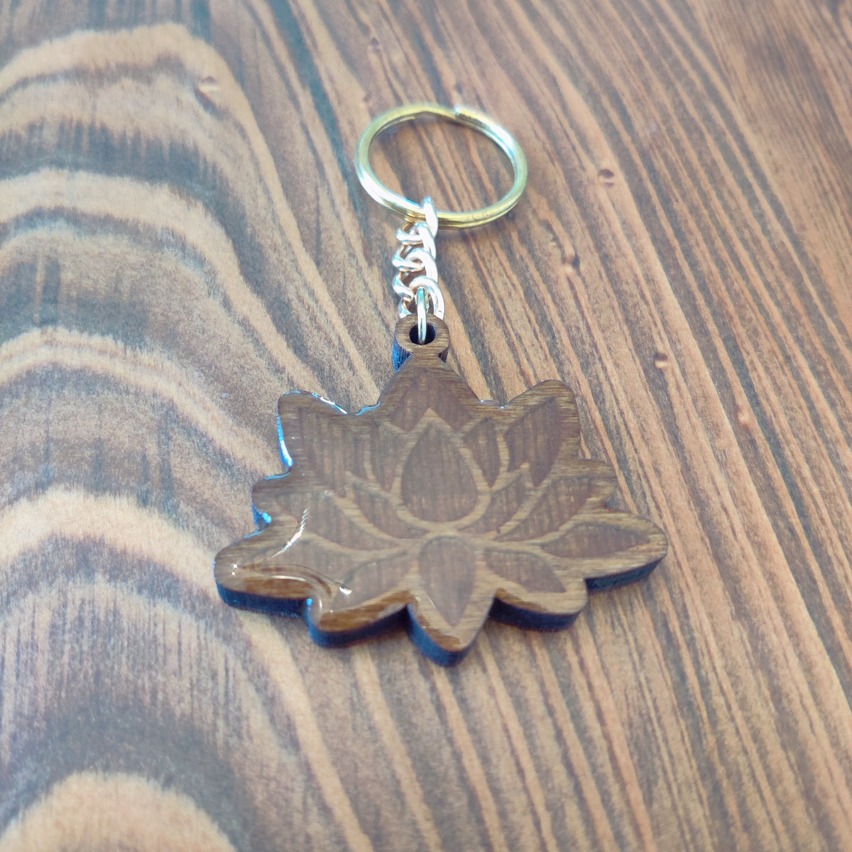 Lotus Flower Keychain | Handcrafted Wood or Acrylic
