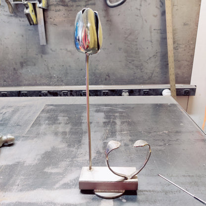 Handcrafted Stainless Steel Spoon Tulip & Heart Sculpture | TIG Welded Metal Art