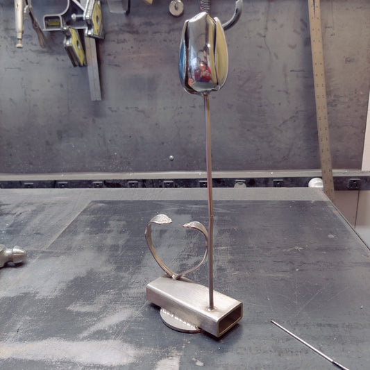 Handcrafted Stainless Steel Spoon Tulip & Heart Sculpture | TIG Welded Metal Art