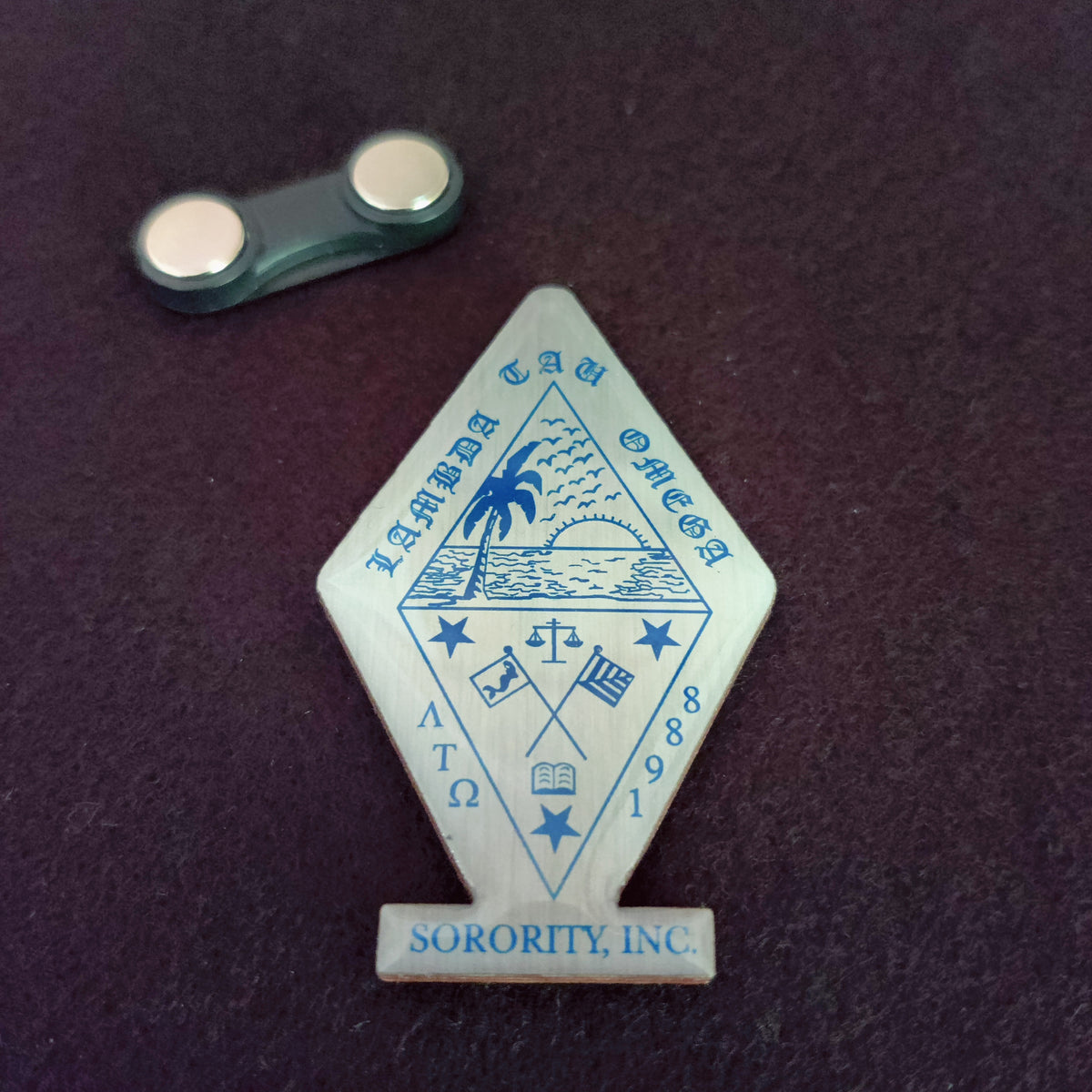 Glass Glazed Wooden LTO Shield Magnetic Pin