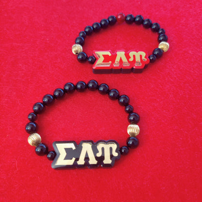 Lettered SLU Glass Glazed Beaded Bracelet