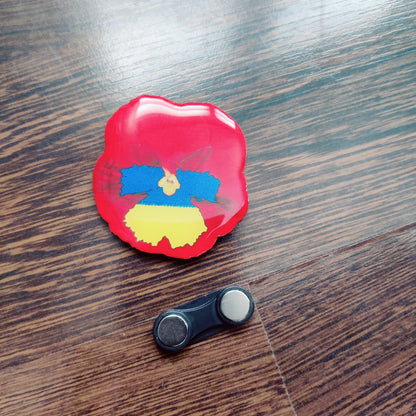 Pansy Heritage Glass Glazed Magnetic Pin