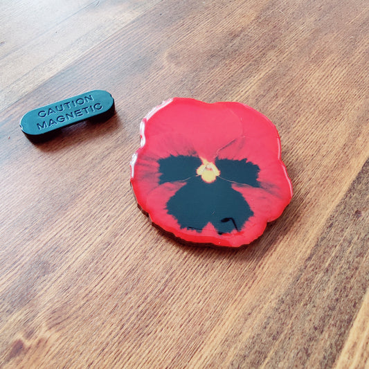Pansy Heritage Glass Glazed Magnetic Pin