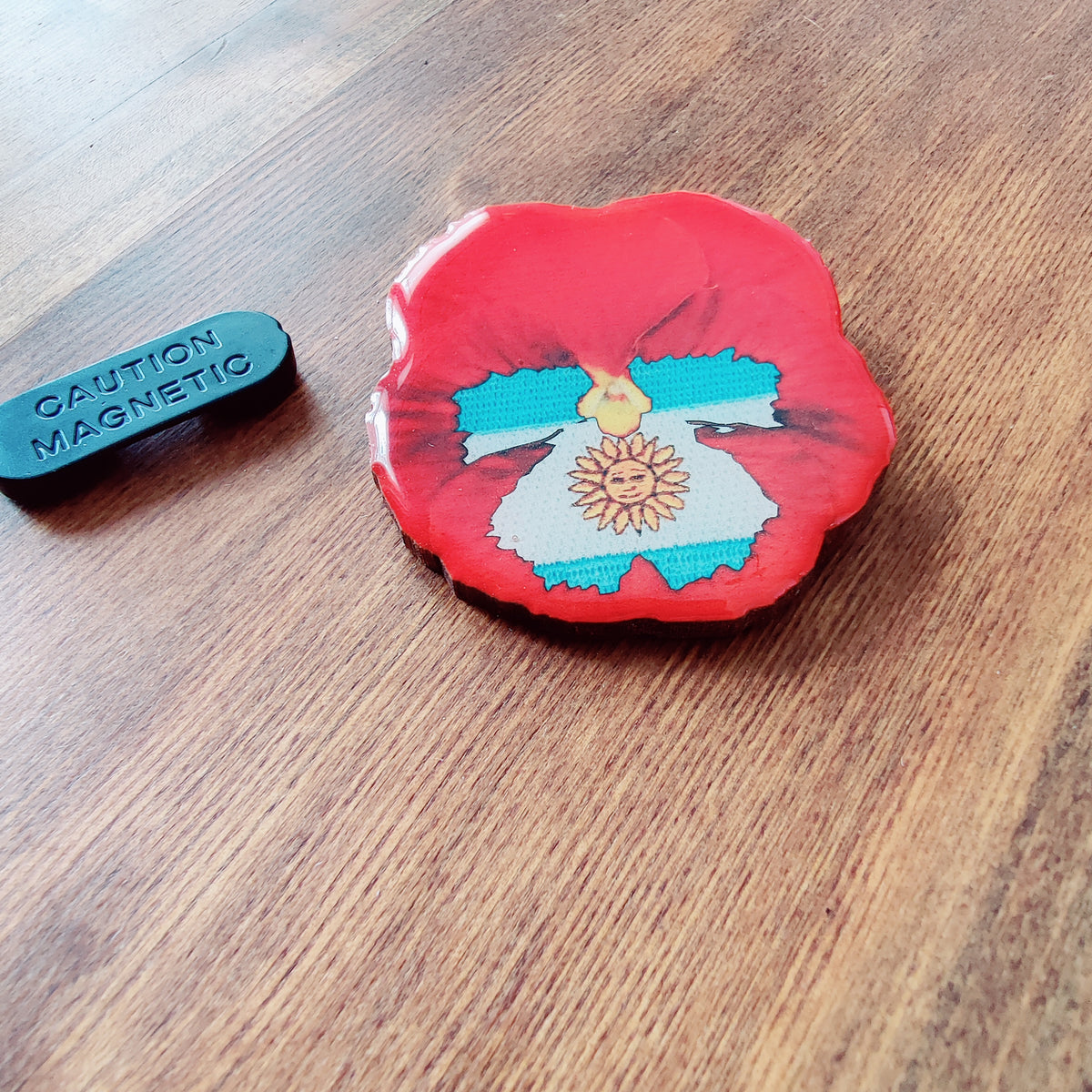 Pansy Heritage Glass Glazed Magnetic Pin