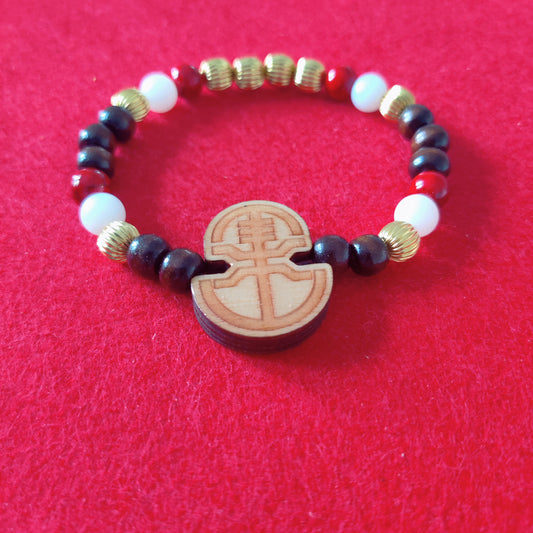 LUL Fraternal Symbol Wooden Charm Bracelet