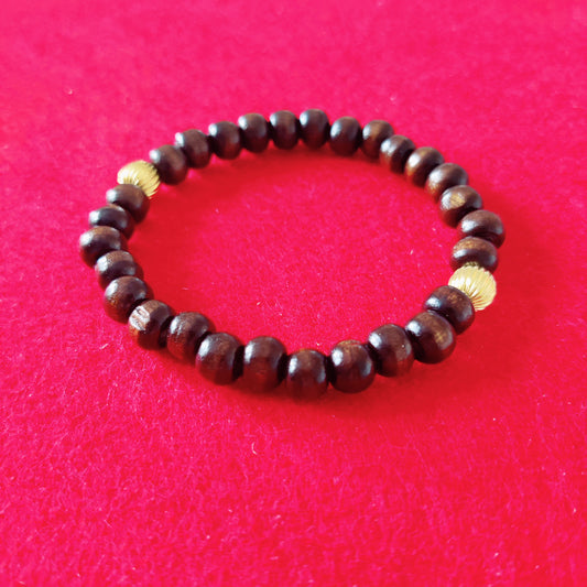 Golden Eye Wooden Beaded Bracelet